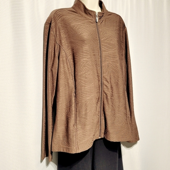 Monterey Club Jackets & Blazers - Monterey Club Brown Embroidered Look Jacket (XL)